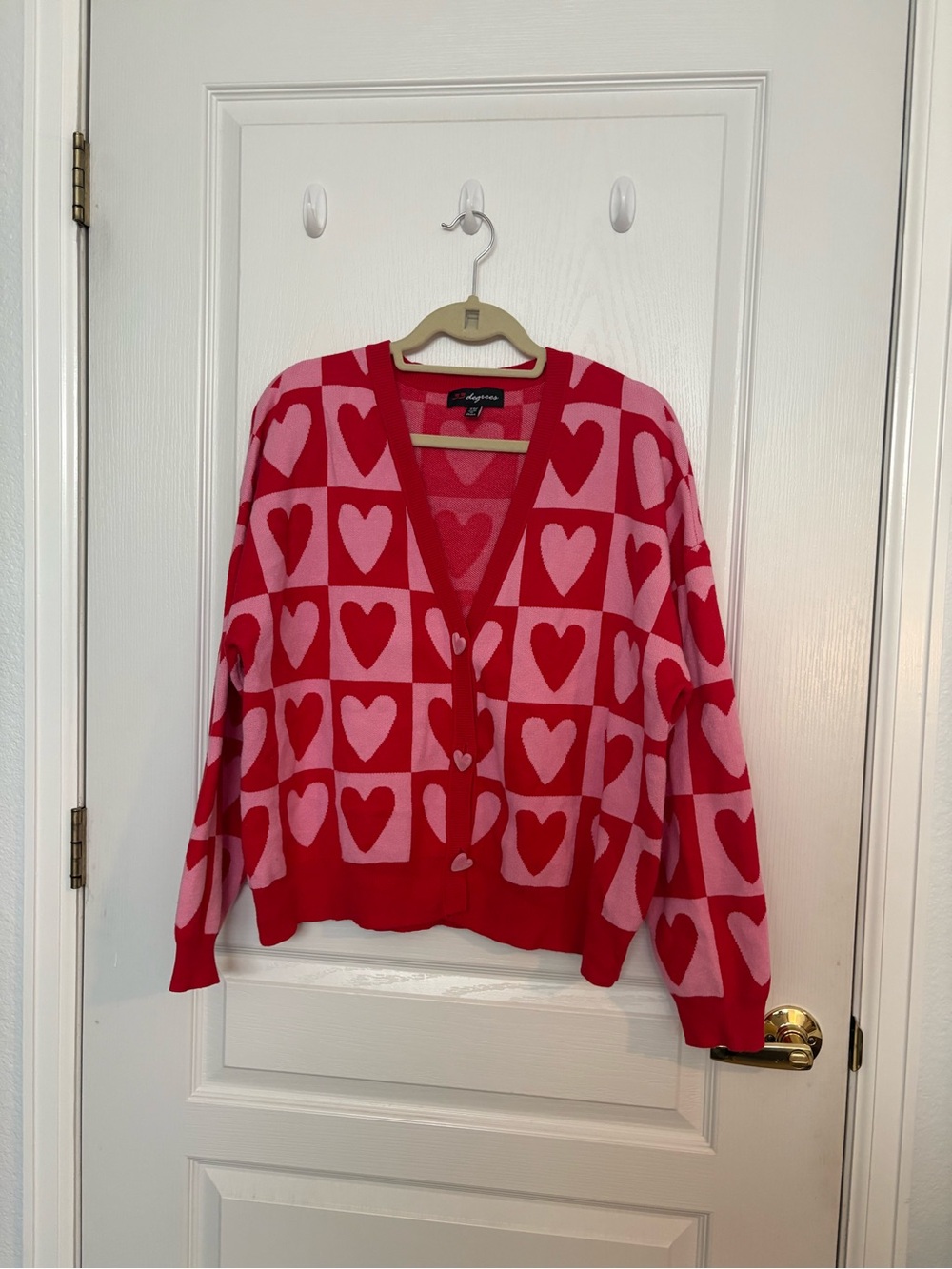 Target Red and Pink Heart-Print V-Neck Cardigan